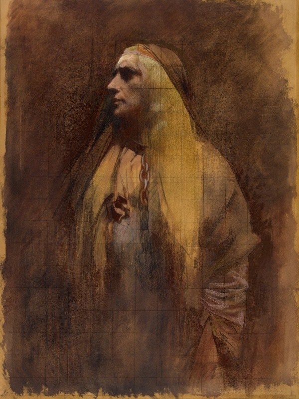 塞贡德-韦伯在《卫报》中扮演的角色Burgraves`Mme Segond~Weber dans le rôle de Guanhumara dans les Burgraves (1902) by René Joseph Gilbert