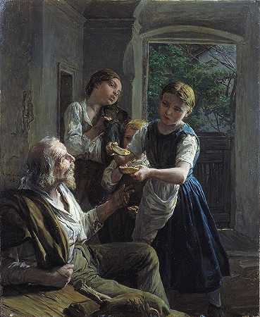 乞丐`Beggar (1859) by Ferdinand Georg Waldmüller