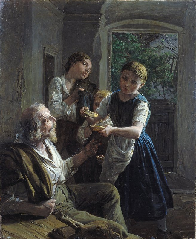乞丐`Beggar (1859) by Ferdinand Georg Waldmüller