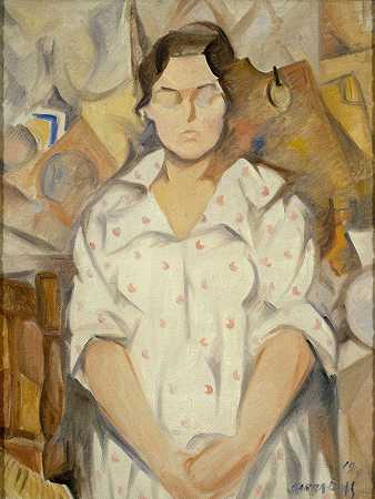 皮拉尔肖像`Portrait of Pilar (1919) by Rafael Barradas