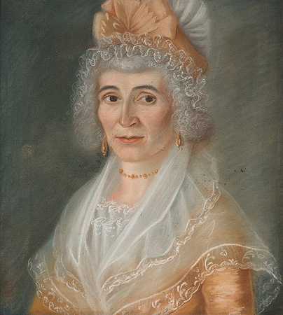 玛格丽特·维格，皮埃尔·贝瑟莱的妻子`Marguerite Viger, Wife of Pierre Berthelet (ca. 1790) by Louis Dulongpre