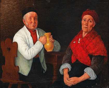 坐着的夫妇`Sitzendes Paar (1858) by Michael Neder