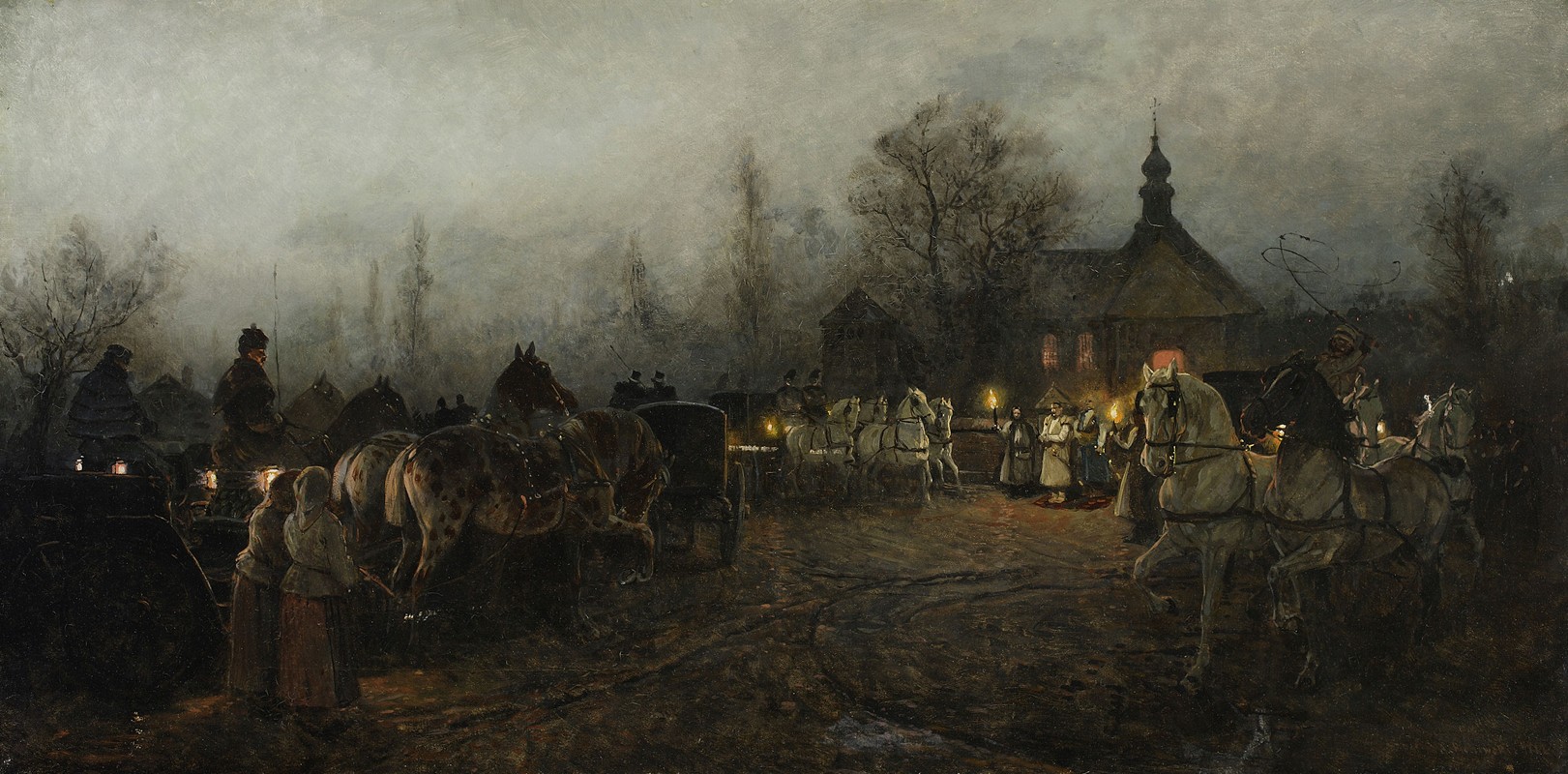 晚上的婚礼`Wedding in the evening (1882) by Antoni Piotrowski