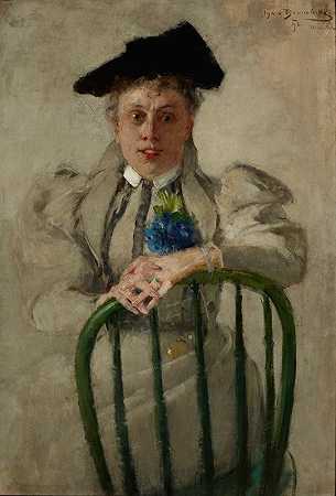 艾琳娜·兹比格涅维茨（née Serda）肖像`Portrait of Irena Zbigniewicz née Serda (1896) by Olga Boznanska