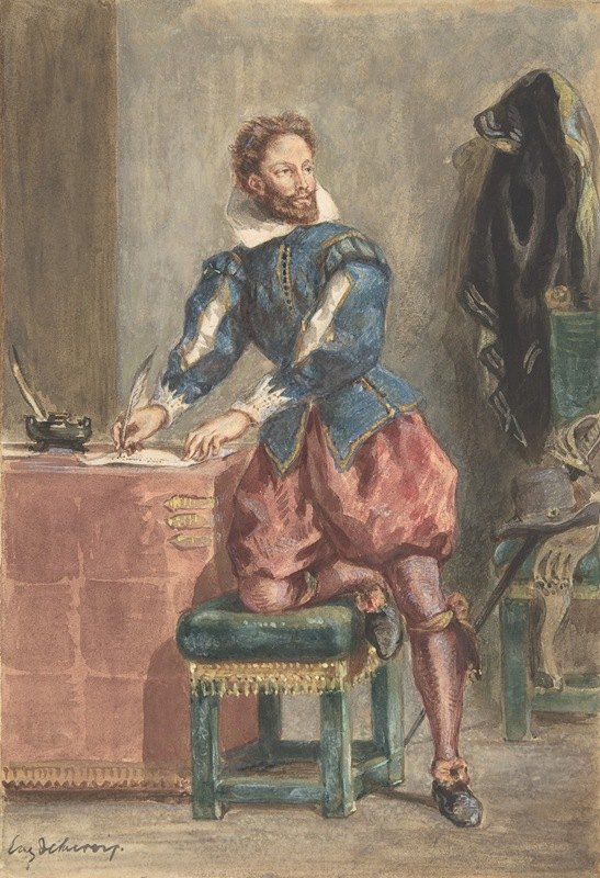 马图林·雷涅尔`Mathurin Régnier (ca. 1846) by Eugène Delacroix
