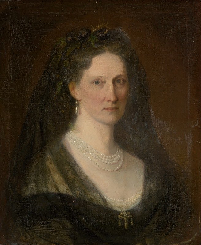 赫德维加·梅德南斯卡男爵夫人画像`Portrait Of Baroness Hedviga Mednyánszká (1869) by Carl Martin Ebersberg