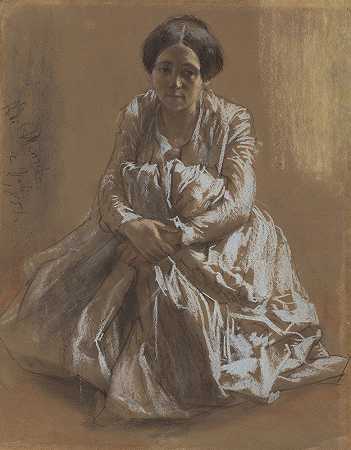 艺术家她姐姐艾米莉`The Artists Sister Emilie (1851) by Adolph Menzel