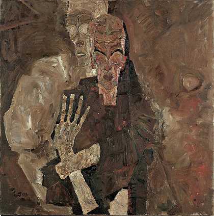 Self Seer II（死亡与人）`Self~Seer II (Death And Man) (1911) by Egon Schiele