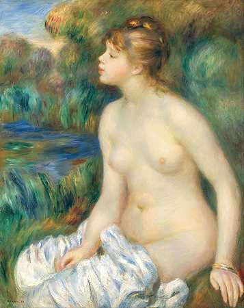 游泳者`Bather (1891) by Pierre-Auguste Renoir