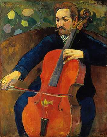 大提琴手施奈克勒德`The Violoncellist Schneklud (1894) by Paul Gauguin