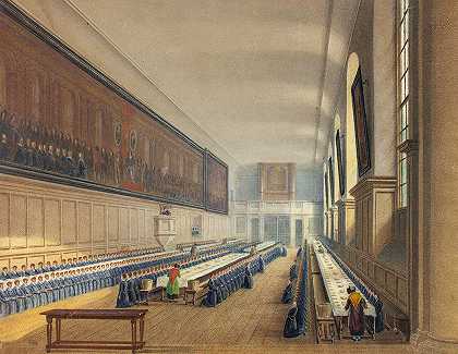 基督医院大厅`Hall of Christ’s Hospital (c. 1815) by Augustus Charles Pugin