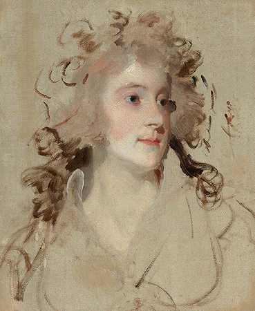 一位女士的半身像`Portrait bust of a lady by Sir Thomas Lawrence
