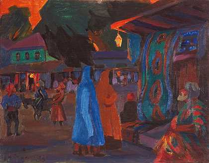 晚上的塔什干`Tashkent At Night by Nikolai Mikhailovich Grigoriev