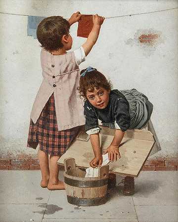 小洗衣妇`Die Kleine Wäscherin [The Little Washerwoman] by Giulio del Torre