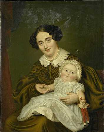 卡普太太和她的小儿子`Mrs. Carp and her young Son (1830 ~ 1850) by Louis Moritz