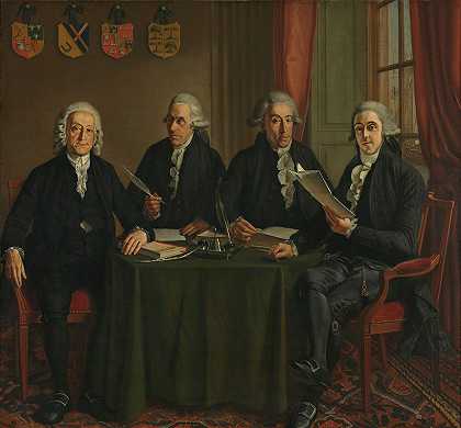 阿姆斯特丹港口工程的四位首席专员`The Four Chief Commissioners of the Amsterdam Harbor Works (1791 ~ 1795) by Wybrand Hendriks