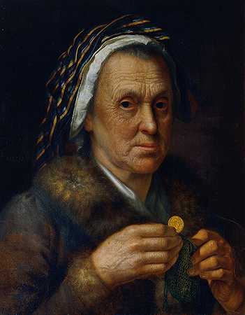 一位受过教育的老妇人`Alte Frau mit einem Dukaten (before 1820) by Johann Baptist Höchle