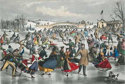 中央公园，冬天滑冰池`Central~Park, Winter; The Skating Pond (1862) by Lyman W. Atwater