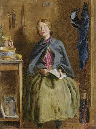 学习阅读的女佣`A Maid Learning To Read (1858) by Frederick Smallfield