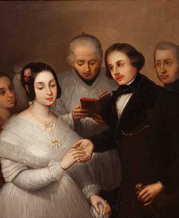 1830年的婚礼`A wedding in 1830 (1830) by José Gutiérrez de la Vega  