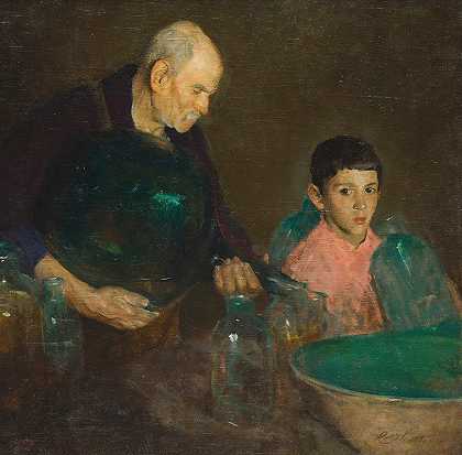 精炼油`Refining Oil (ca. 1910) by Charles Webster Hawthorne