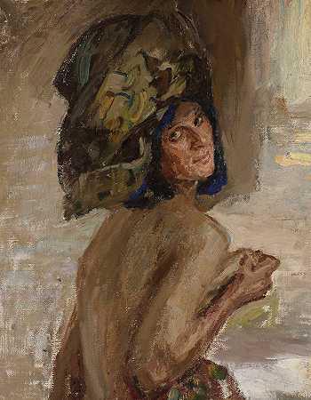 《东方》女画家研究`Study of a woman for the painting “East” (1910) by Jan Ciągliński
