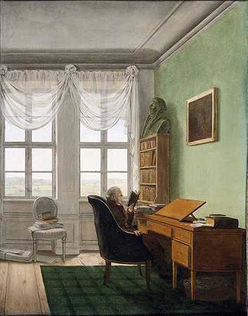 库特牧师莱因哈德的研究`The Cout~chaplain Reinhard´s Study (circa 1811) by Georg Friedrich Kersting