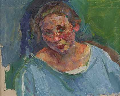 希尔德·斯图勒·埃尔兹曼斯基肖像`Porträt Hilde Stühler~Herzmansky (1922) by Anton Kolig