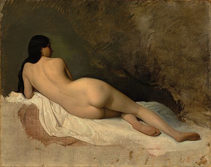躺着裸体的研究`Study of a Reclining Nude (c. 1841) by Isidore Pils