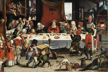 滑稽宴会`Burlesque Feast (1550) by Frans Xaver Hendrick Verbeeck