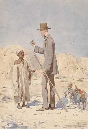 路易·菲利普·阿尔伯特d奥尔良，在埃及的一次挖掘中`Louis Philippe Albert dOrleans, bij een opgraving in Egypte (1860) by Willem de Famars Testas