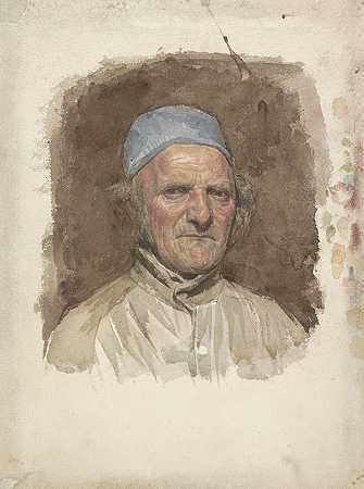 带蓝色帽子的宅邸肖像`Mansportret, met blauwe muts (1874 ~ 1925) by Jan Veth