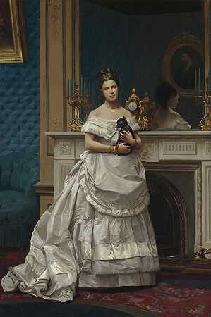 玛丽·安妮肖像D查尔斯·约阿希姆·莱夫尔夫人（1853-1938）`Portrait of Marie~Anne dEscoubleau de Sourdis, Madame Charles~Joachim Lefèvre (1853~1938) (1842~1912) by Jean-Léon Gérôme