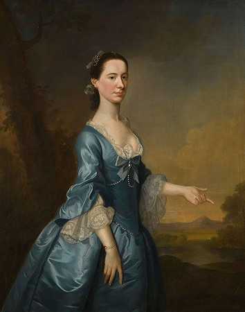 汉娜·玛丽亚·埃德蒙兹夫人肖像，Née Offley`Portrait of Mrs Hannah Maria Edmunds, Née Offley (1757) by Joseph Samuel Webster