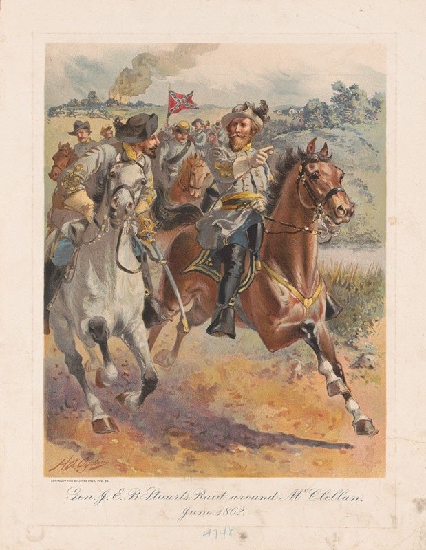 J.E.B.斯图尔特和#039将军1862年6月，美国在麦克莱伦的突袭`Gen. J.E.B. Stuarts raid around McClellan, June 1862 (1900) by Henry Alexander Ogden