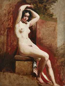 体坐着`Seated Academic Nude by William Etty 