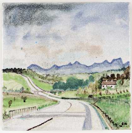 “图像板”高山前陆；恩斯特·胡贝尔（1895-1960年，维也纳）为施莱尔斯·格蒙登创作` by Bildplatte "Alpenvorland", Ernst Huber (Wien 1895-1960) für Schleiss Gmunden