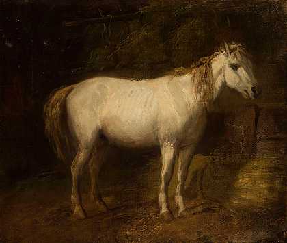 马厩里的马`Horse in the stables (1896) by Józef Brodowski