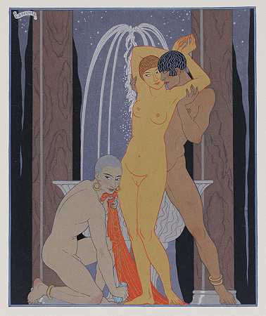 克洛迪亚陪伴着她的弟弟`Clodia accompanying her brother (1929) by George Barbier