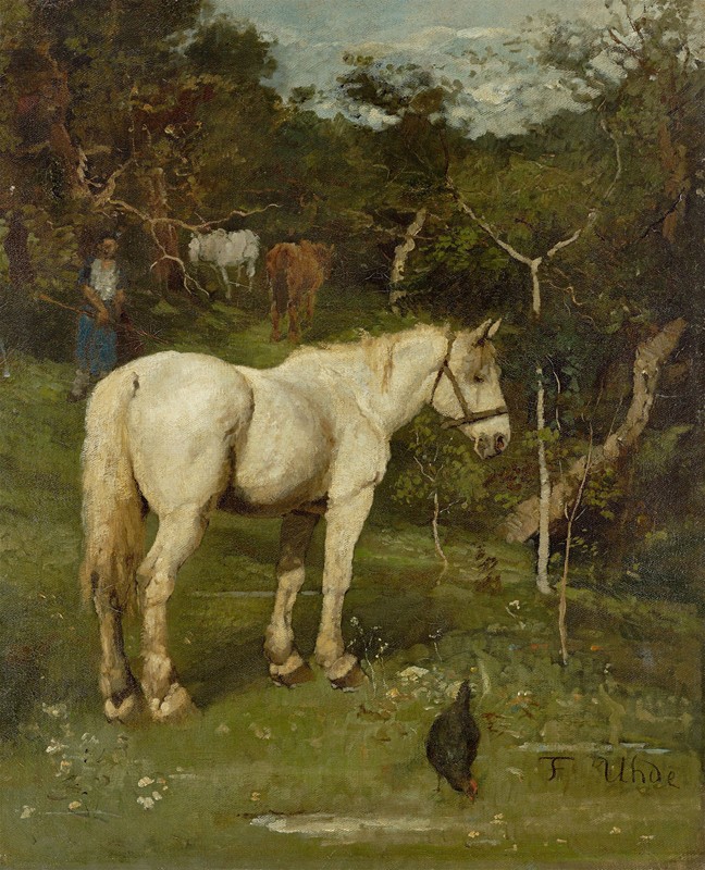 白马`A white horse (1880) by Fritz von Uhde