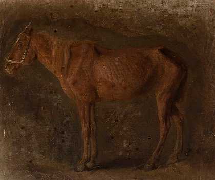马的研究`Study of a horse (1869) by Jozef Chelmonski