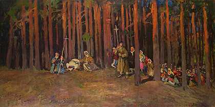 一群朝圣者`Group of Pilgrims by Julian Falat