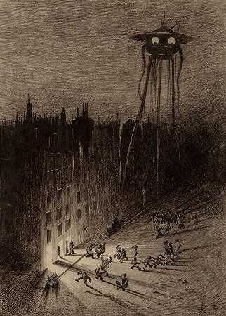 火星人观看醉酒人群`Martian Viewing Drunken Crowd (1906) by Henrique Alvim Corrêa