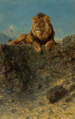 群狮`Throning Lion by Ludwig Knaus