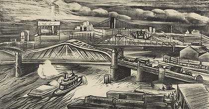 哈莱姆河大桥`Harlem River Bridges by Elizabeth Olds