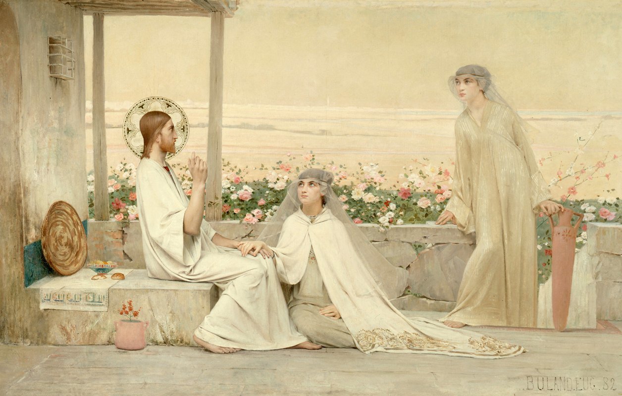 马大和马利亚的基督`Le Christ chez Marthe et Marie (1882) by Eugène Buland