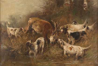 猎狗捕捉猎物`Hunting dogs catching the prey by Henry Schouten