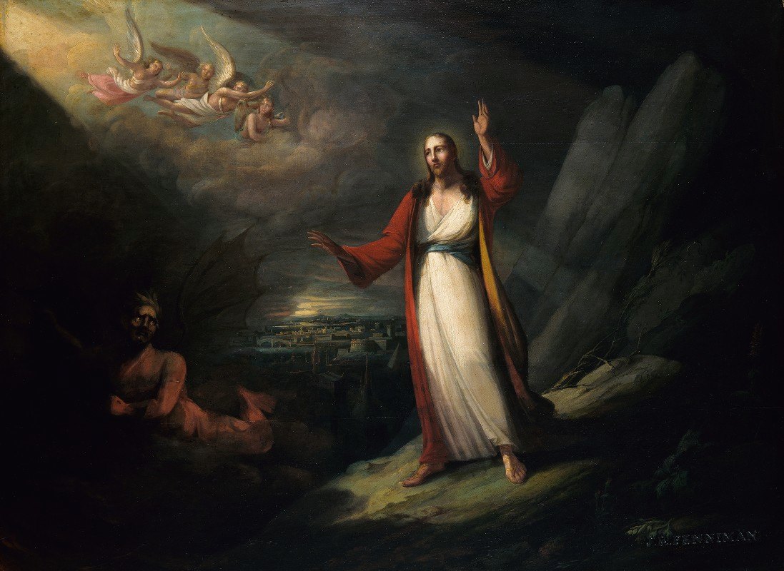 基督诱惑`Christ Tempted by the Devil (1818) by the Devil by John Ritto Penniman