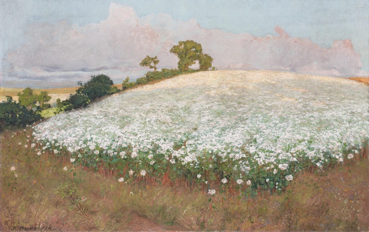 荞麦田一号`Buckwheat field I (circa 1897) by Fritz Overbeck