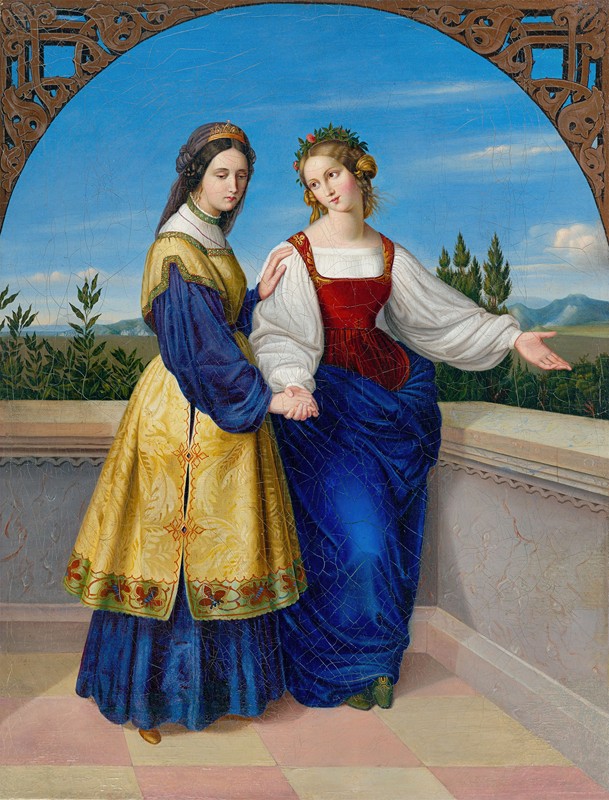 两个莱昂纳斯`Die beiden Leonoren (circa 1834) by Carl Ferdinand Sohn